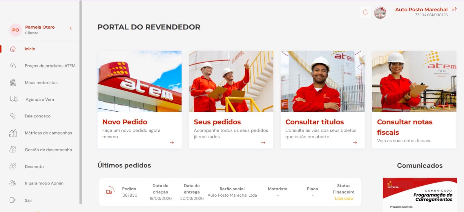 Imagem do projeto Portal do Cliente - Atem
